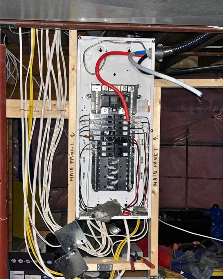 Electrical panel rough-in wiring during construction